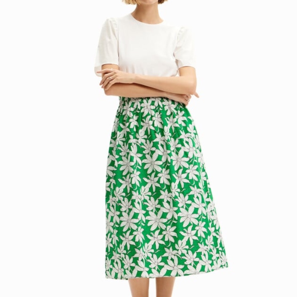DESIGUAL COMBINATION FLORAL MIDI DRESS